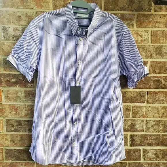 ALEXANDER MCQUEEN BENGAL STRIPED COTTON SHORT-SLEEVE SHIRT Size 54 - Picture 1 of 5